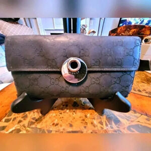 Gucci Black Monogram Clutch